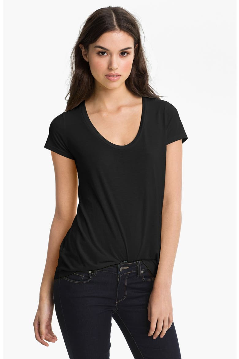 Scoop Neck Tee, Main, color, BLACK