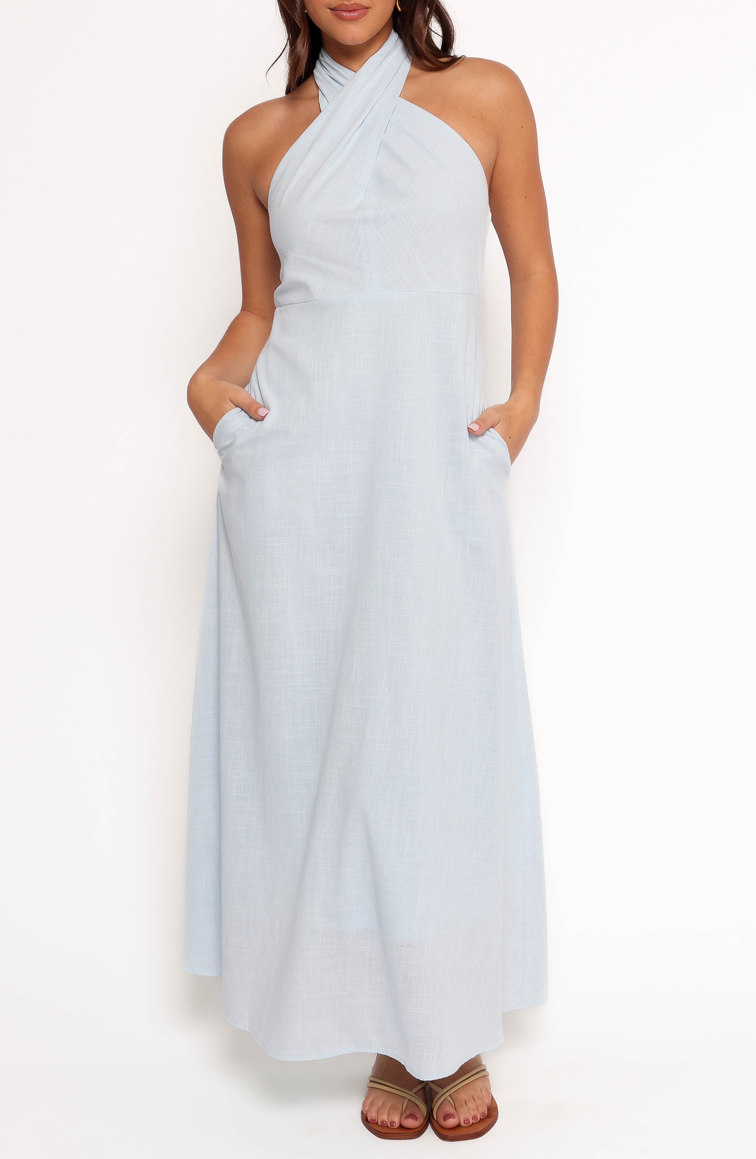 Petal & Pup Betsy Halter Neck Cotton Maxi Dress