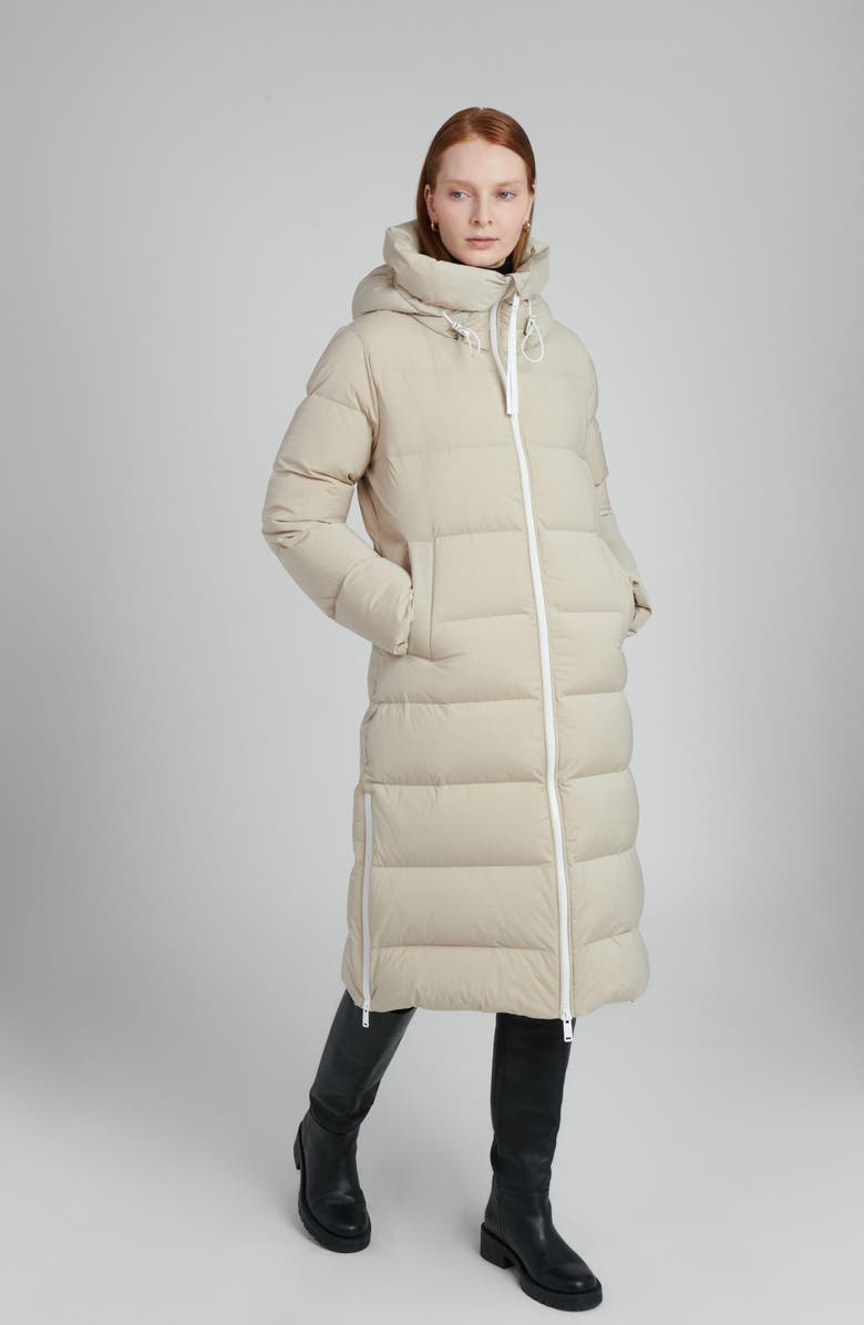 The Recycled Planet Company Water Resistant Hooded Down Coat, Alternate, color, Feather Grey