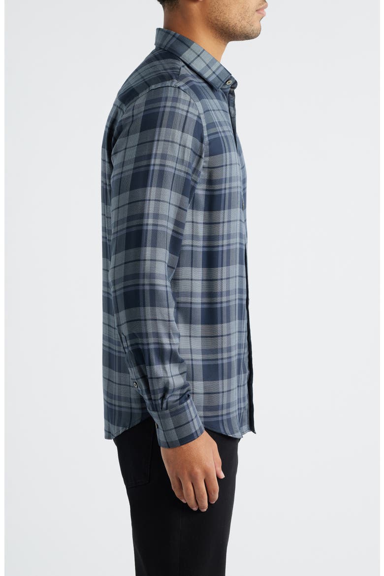 Julian Shaped Fit Plaid Cotton Twill Button-Up Shirt, Alternate, color, ANTHRACITE