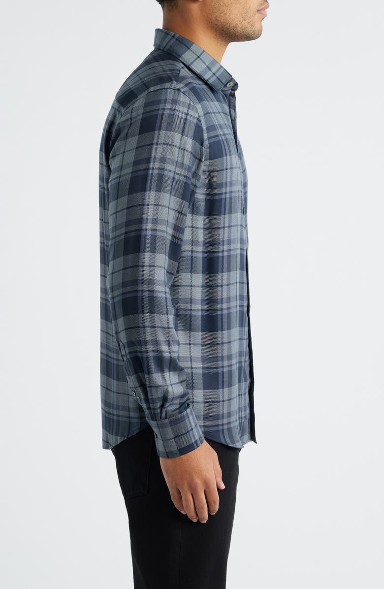 Bugatchi Julian Shaped Fit Plaid Cotton Twill Button-Up Shirt, Alternate, color, Anthracite