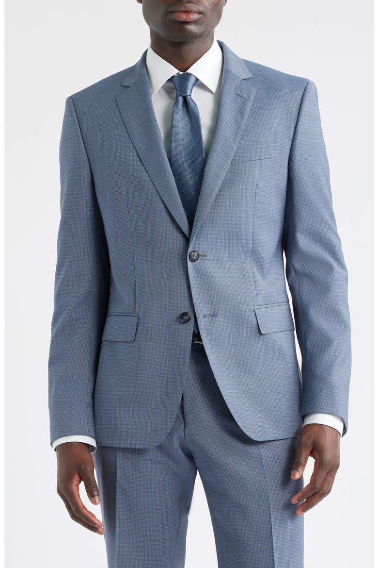 Huge Slim Fit Blue Microcheck Wool Suit, Alternate, color, OPEN BLUE