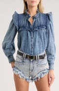 Isabel Marant Étoile Idety Ruffle Denim Button-Up Shirt