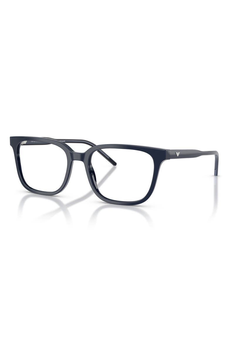 Emporio Armani 52mm Square Optical Glasses, Alternate, color, Shiny Blue / Demo Lens