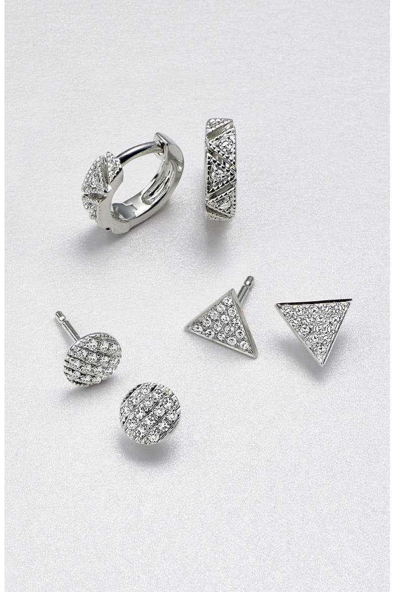 'Emily Sarah' Diamond Pavé Triangle Stud Earrings (Nordstrom Exclusive), Alternate, color, WHITE GOLD