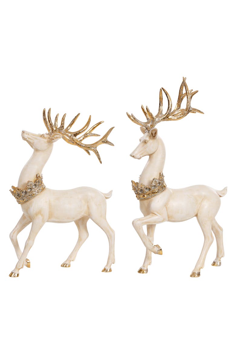 Deer with Crown, Set of 2, Main, color, Ivory