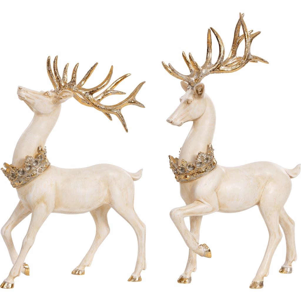 Mark Roberts Deer With Crown, Set Of 2 In Brown
