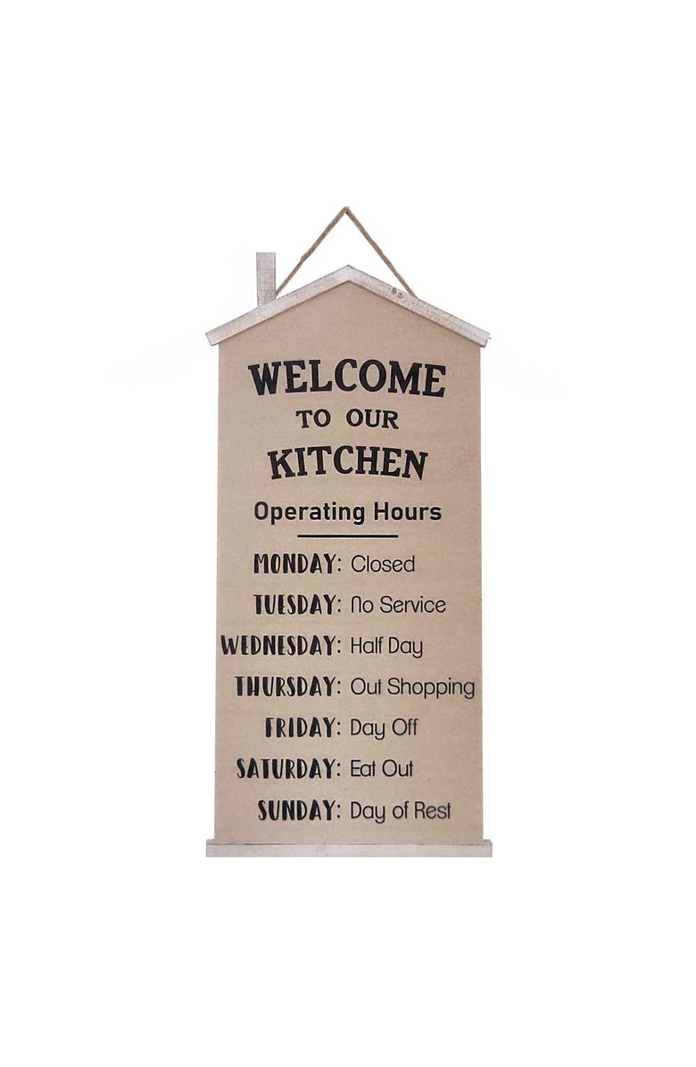VIP Home and Garden Welcome to Our Kitchen 7-Day Week Wall Sign, Main, color, Brown