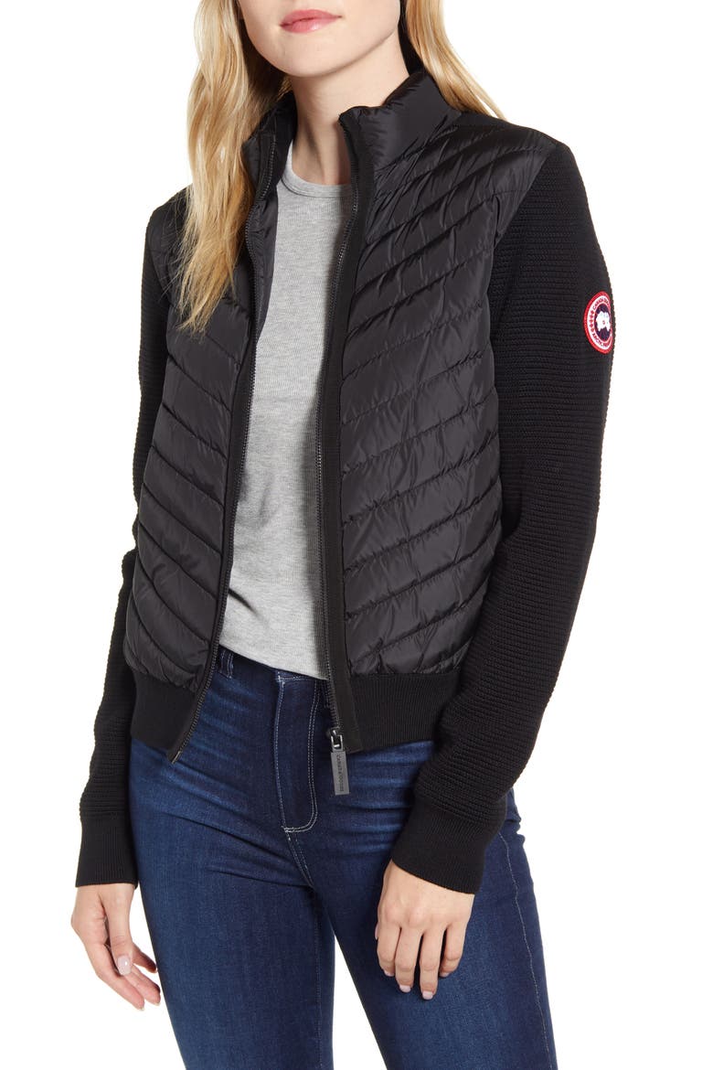 Hybridge Quilted & Knit Jacket, Main, color, BLACK