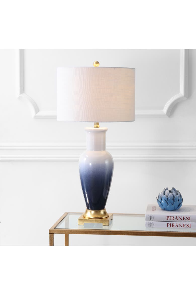 Dip Dye 31.5" Ceramic LED Table Lamp, Alternate, color, White/Navy