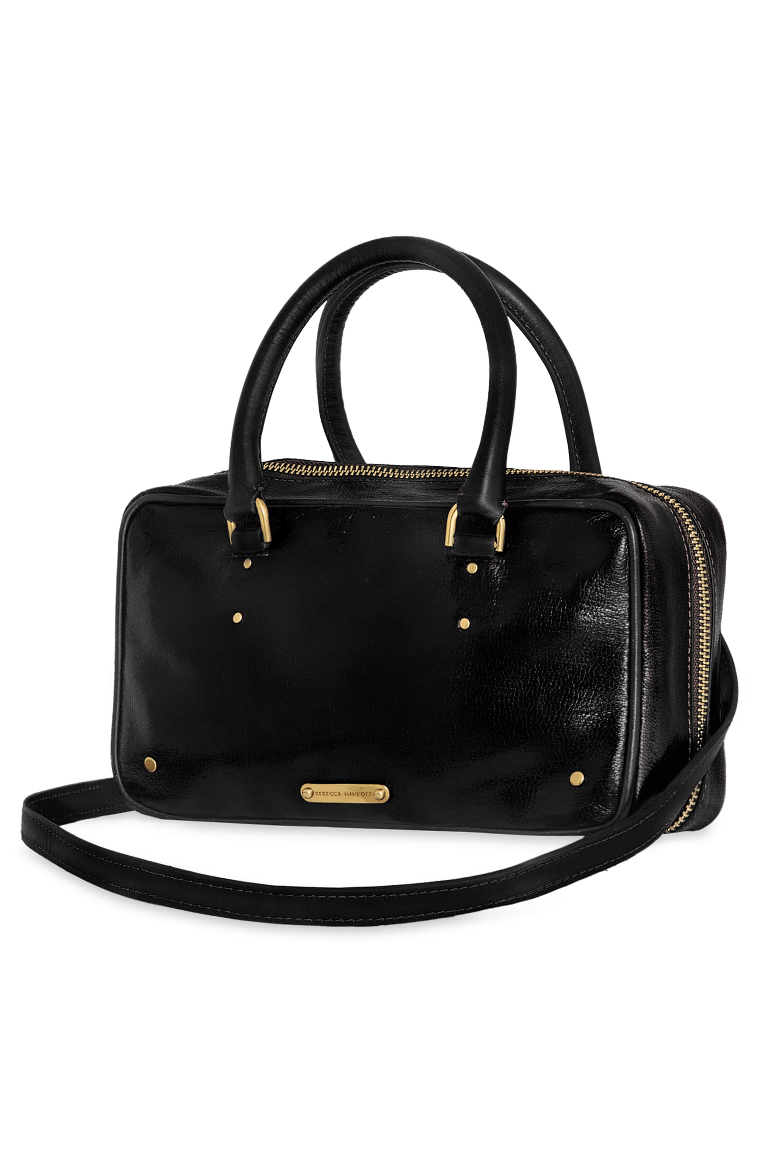 Rebecca Minkoff Lana Tassel Leather Bowling Bag, Alternate, color, Black