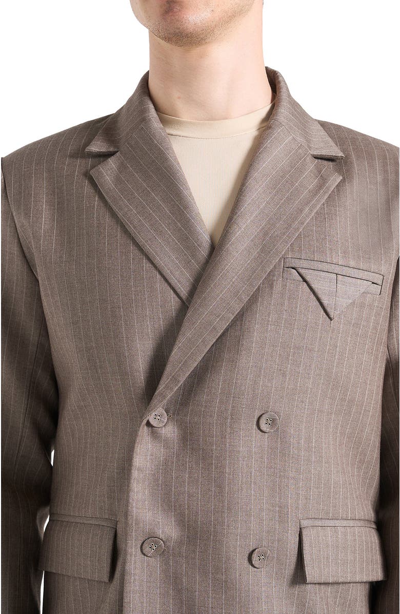 Manière De Voir Didier Double Breasted Pinstripe Suit Jacket, Alternate, color, Taupe