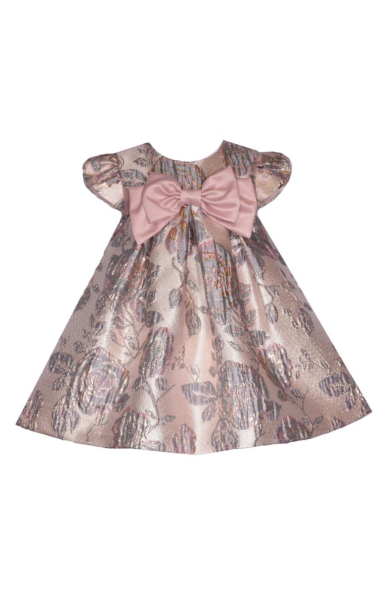 Iris & Ivy Kids' Bow Metallic Jacquard Party Dress, Main, color, 