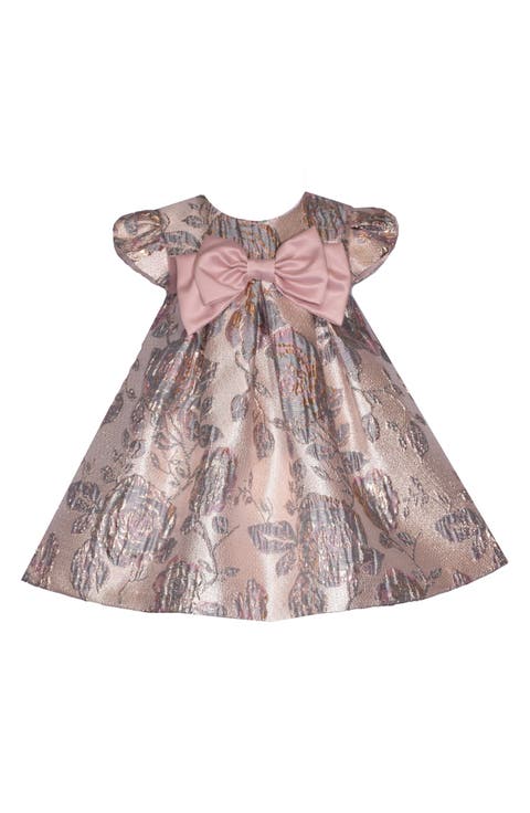 Kids' Bow Metallic Jacquard Party Dress (Little Kid)