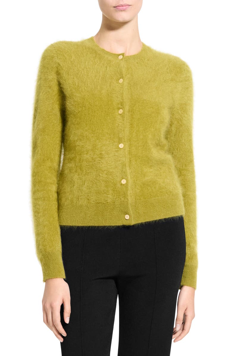 Theory Brushed Cashmere Cardigan, Main, color, Dark Pear