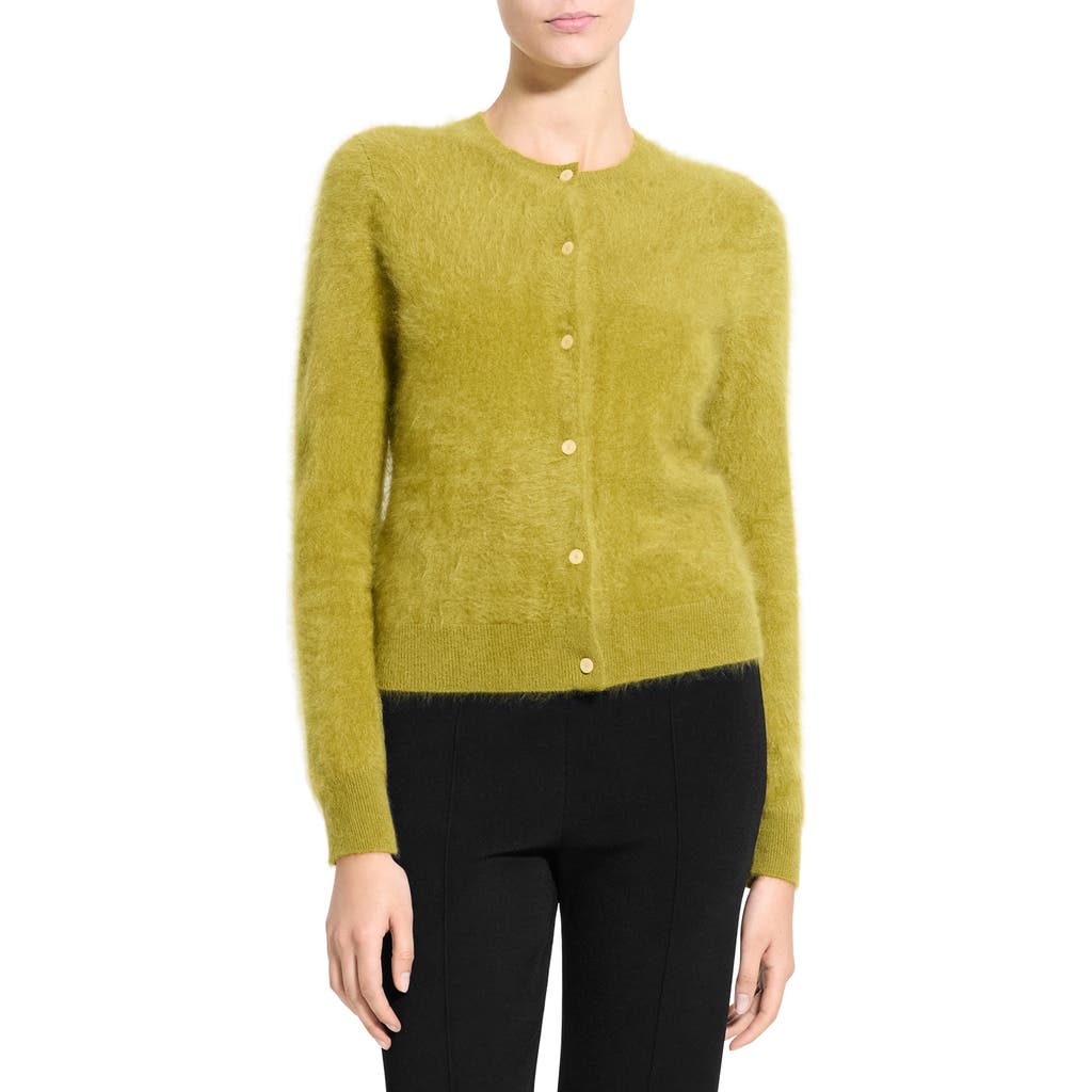 Theory Brushed Cashmere Cardigan In Green
