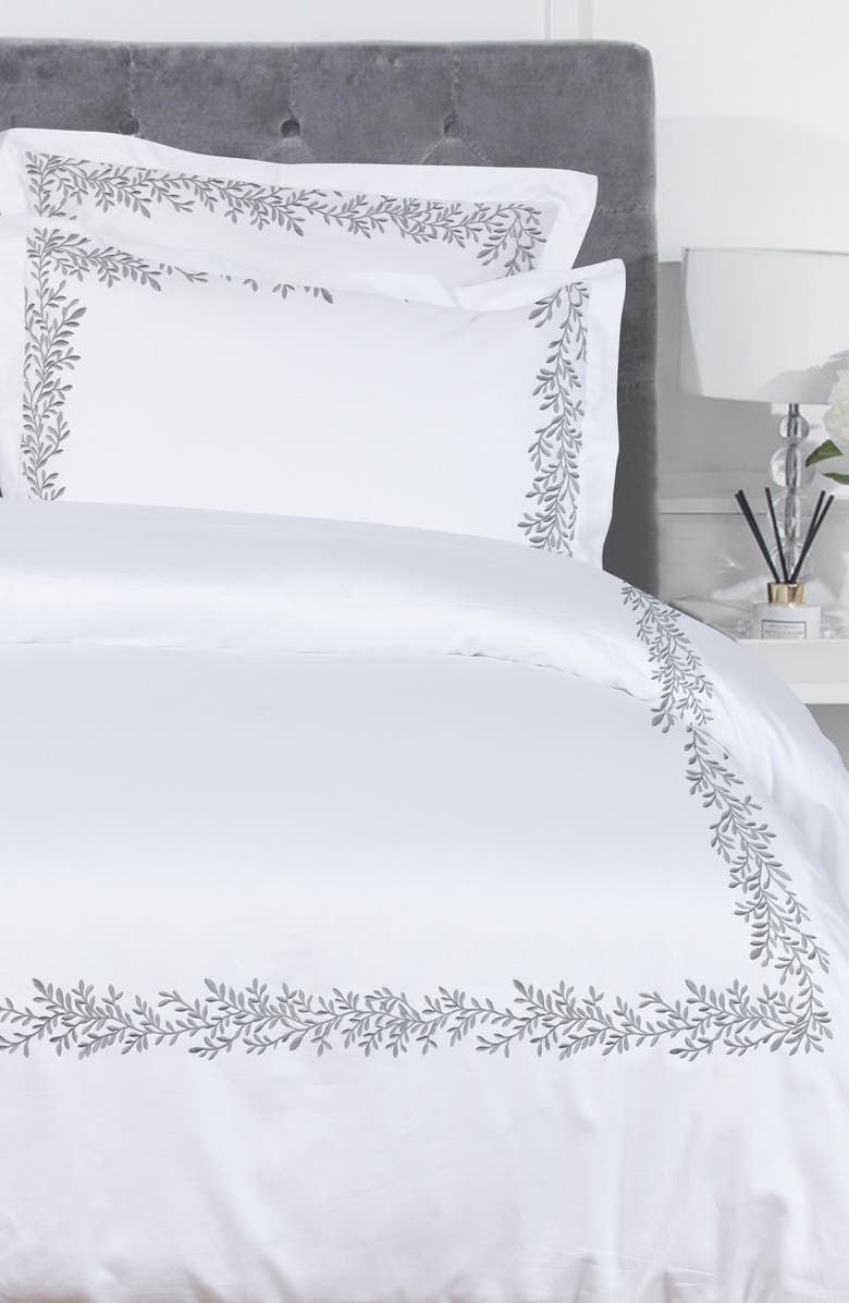 MELANGE HOME Floral Vine 600 Thread Count Twin Duvet Set, Alternate, color, Grey