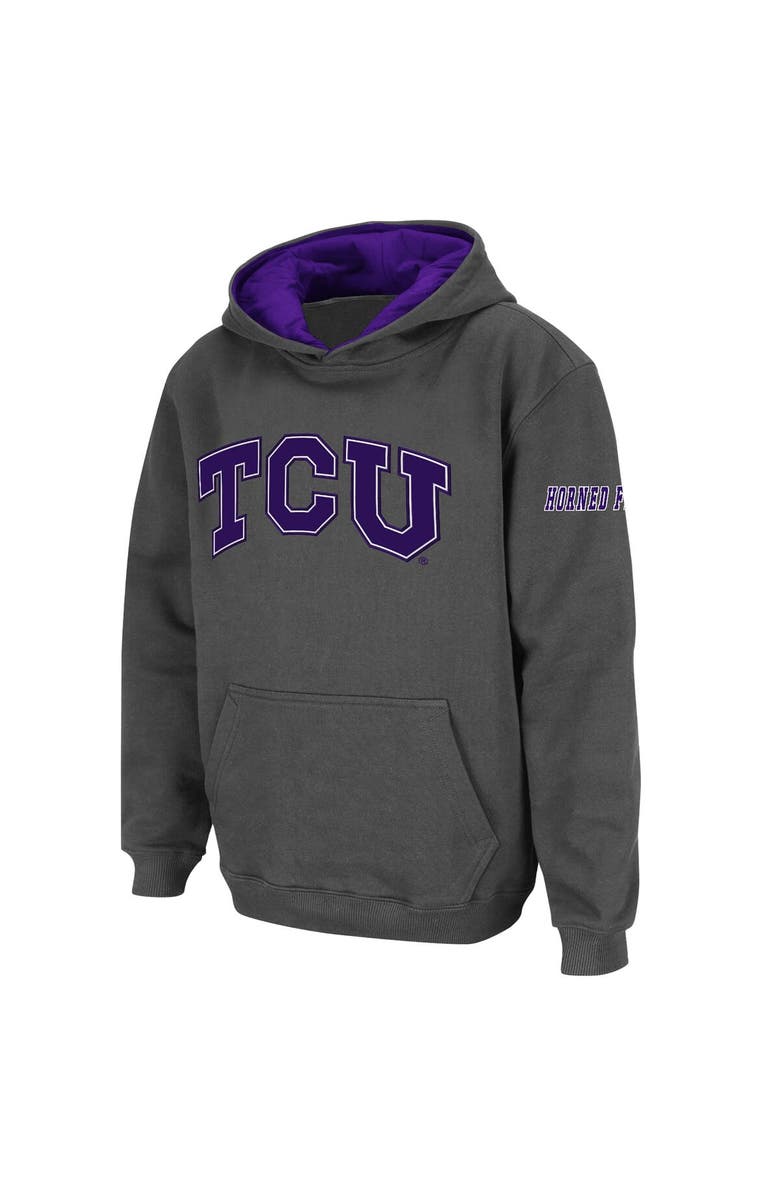 STADIUM ATHLETIC Youth Stadium Athletic Charcoal TCU Horned Frogs Big Logo Pullover Hoodie, Alternate, color, Charcoal