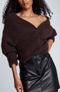 Kenneth Cole Asymmetrical Drape Neck Chunky Sweater