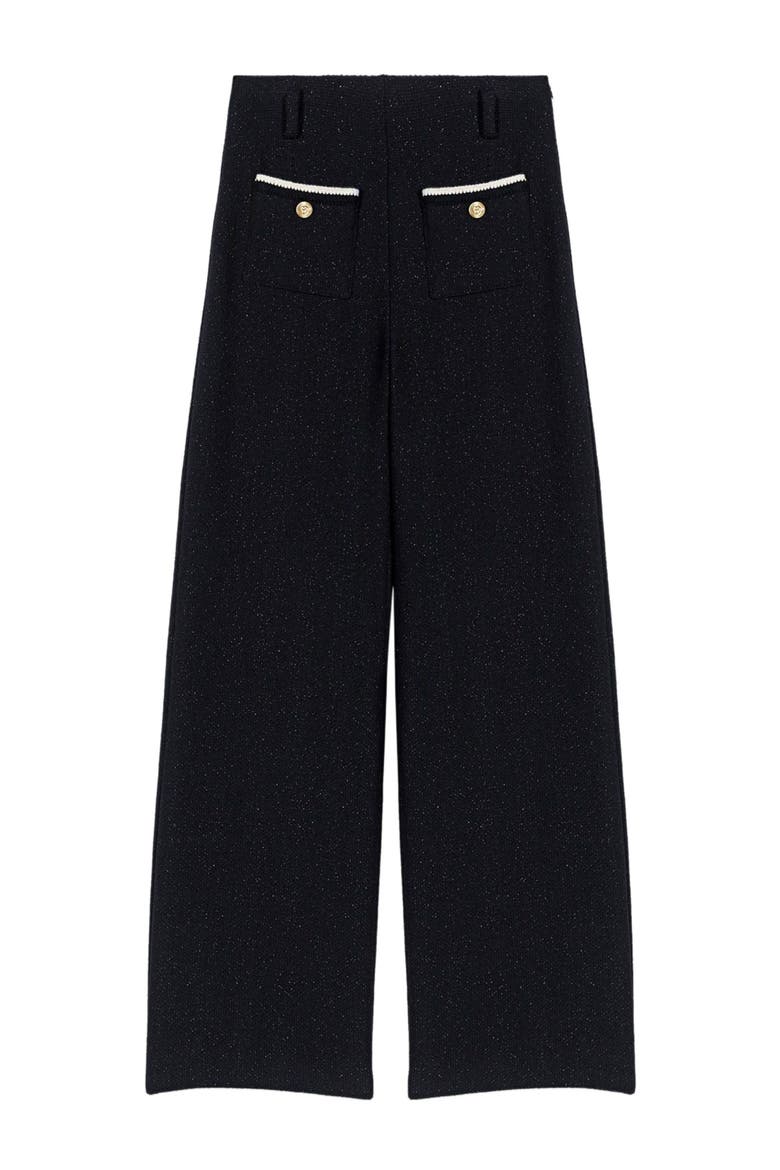 Lurex tweed trousers, Alternate, color, Black