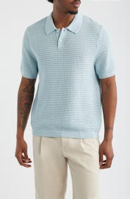 Open Edit Texture Knit Polo Top