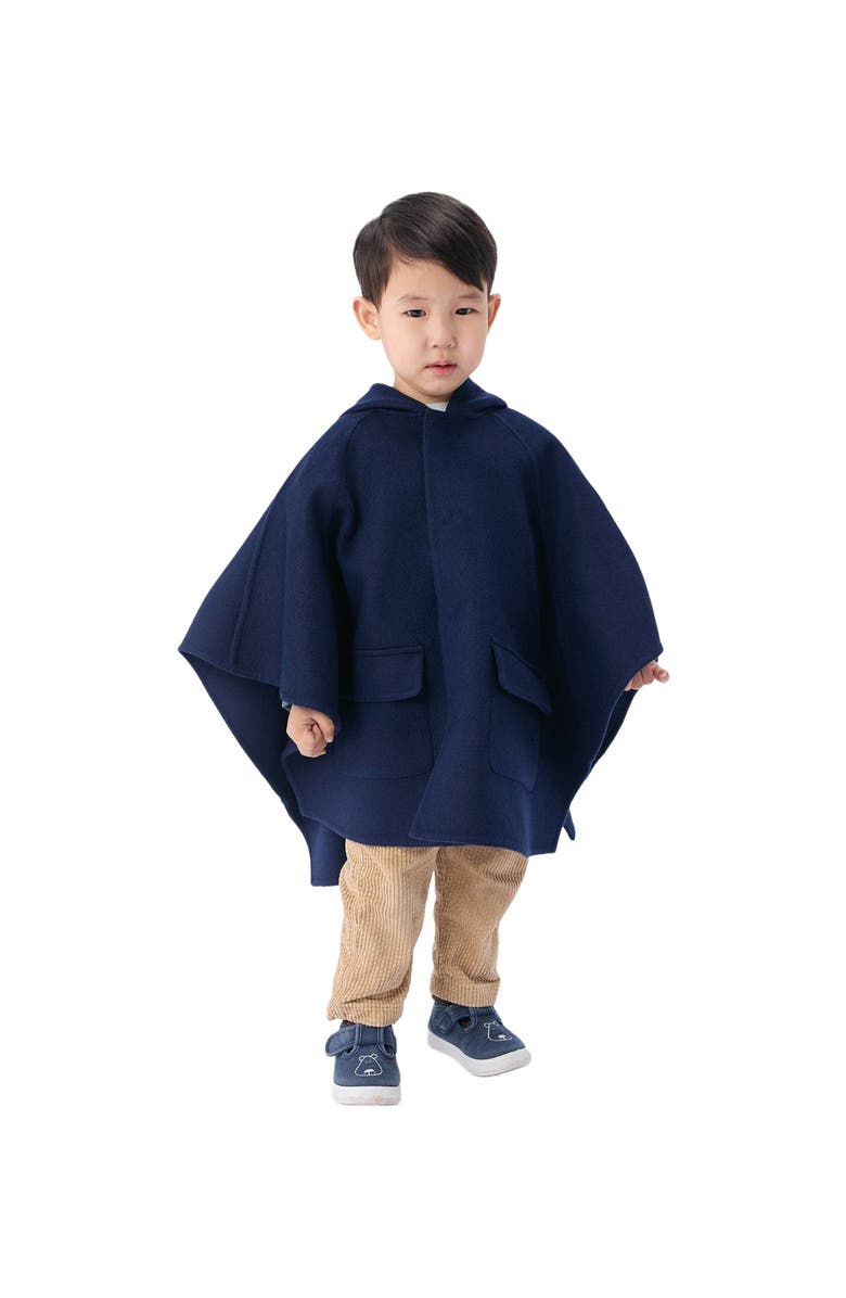 GOBI Mongolian Cashmere Kids Hooded Cashmere Poncho, Main, color, Navy