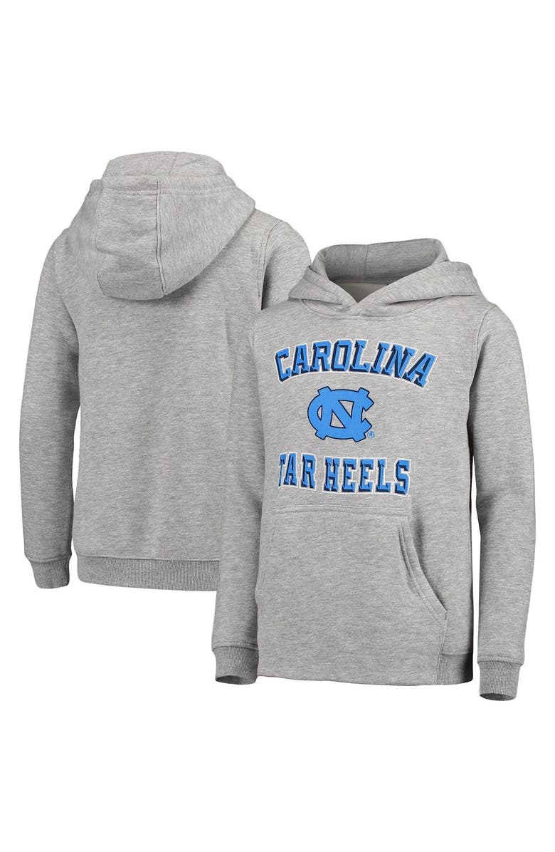 Outerstuff Youth Heathered Gray North Carolina Tar Heels Big Bevel Pullover Hoodie, Main, color, 
