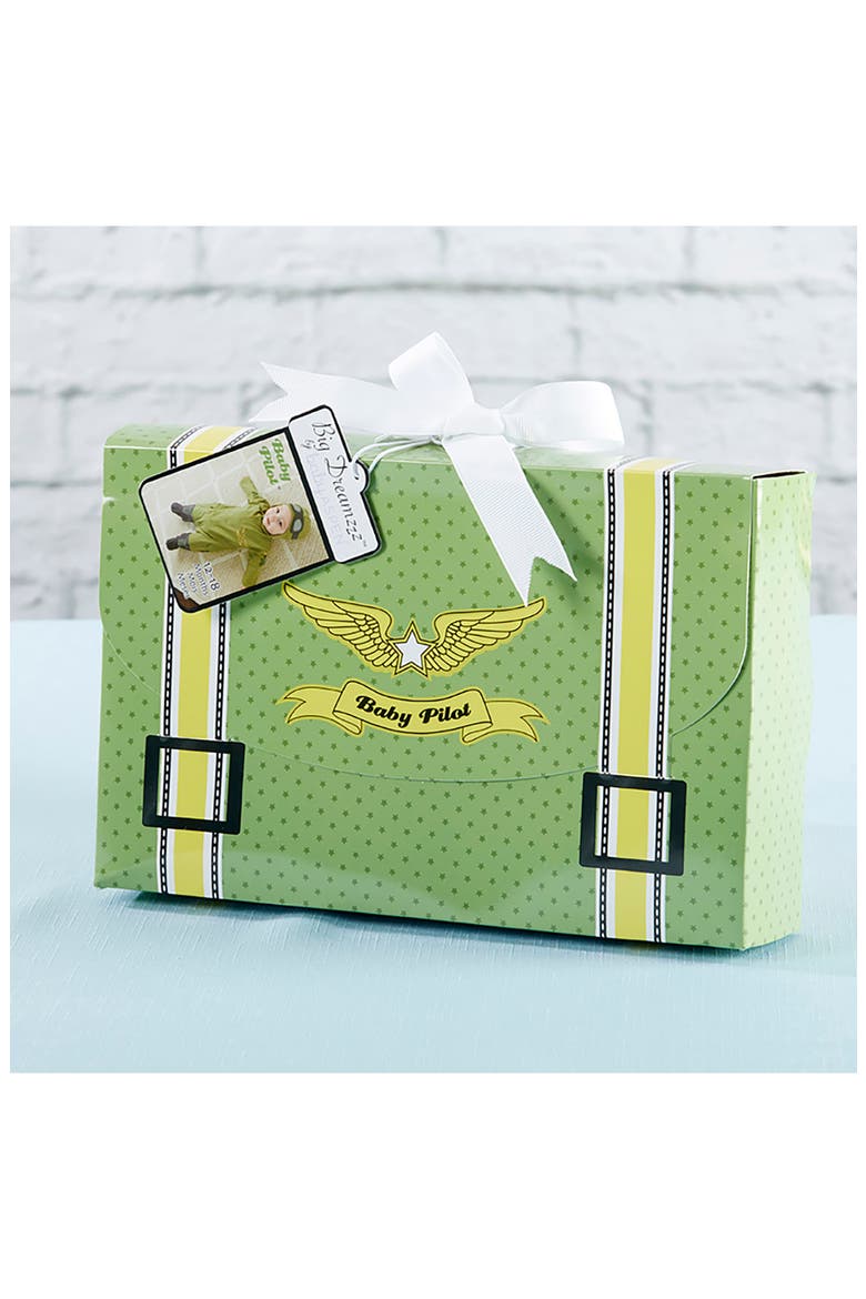 Big Dreamzzz Pilot 2-Piece Cotton Romper & Hat Gift Set, Alternate, color, GREEN