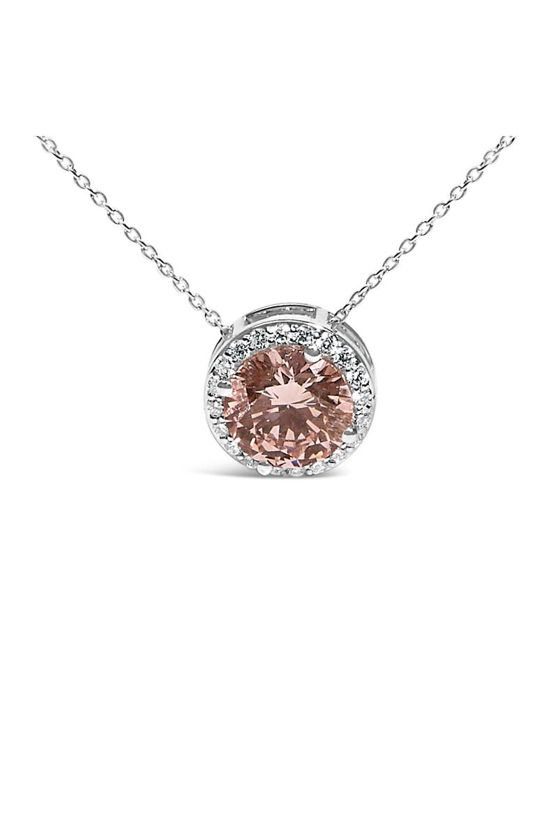 14K White Gold 2 3/8 Cttw Lab Grown Pink Diamond Solitaire Halo Pendant Necklace, Alternate, color, White