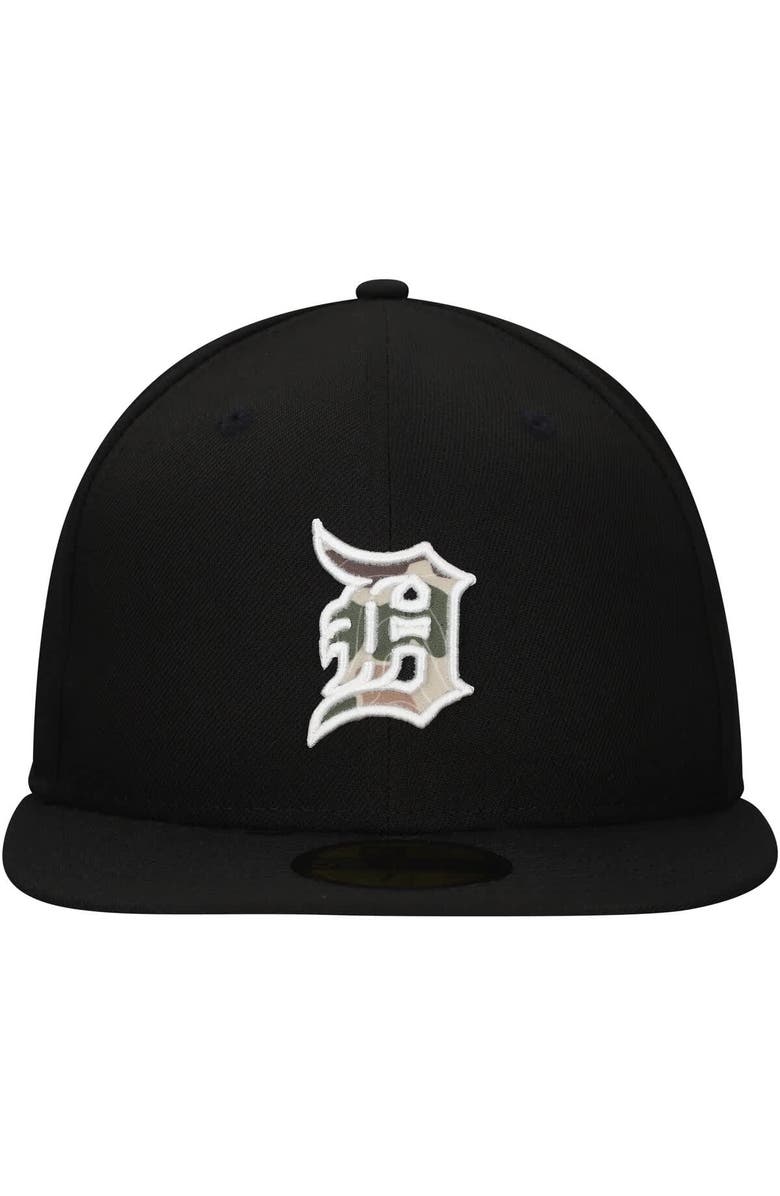 New Era Men's New Era Black Detroit Tigers Troop Chant Camo Undervisor 59FIFTY Fitted Hat, Alternate, color, Black