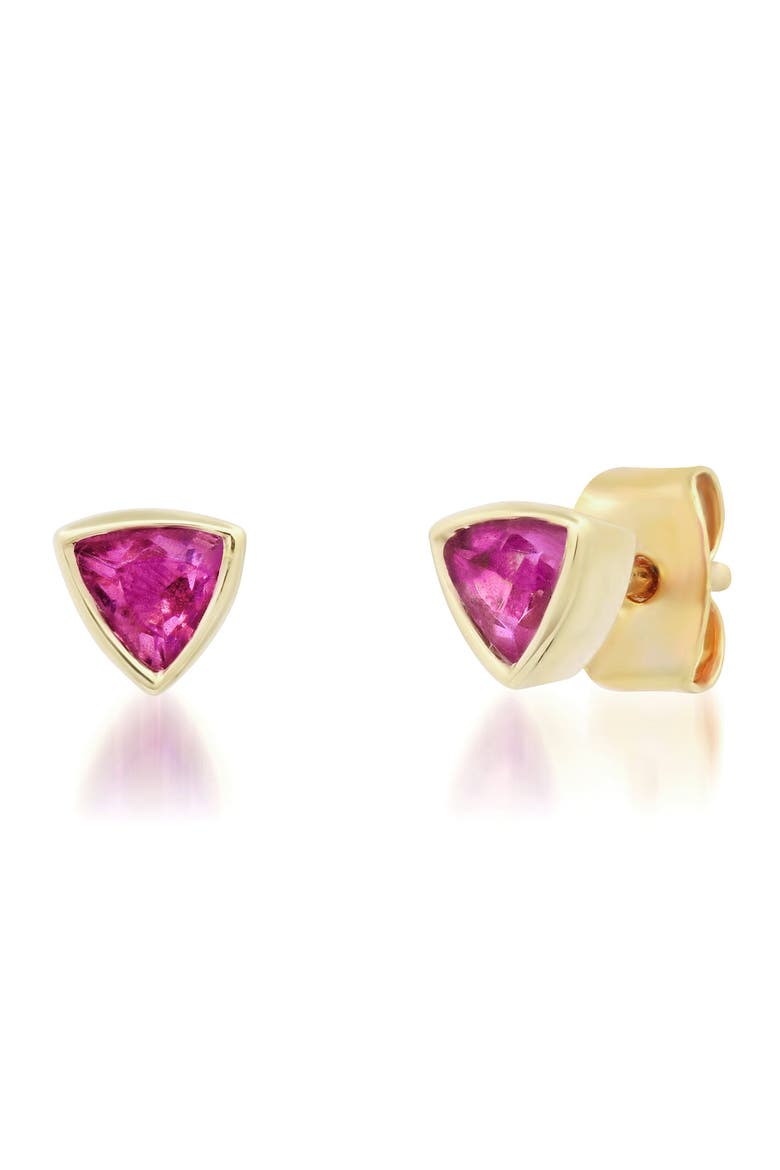 14K Knife Edge Gemstone stud Earrings, Main, color, Pink Tourmaline