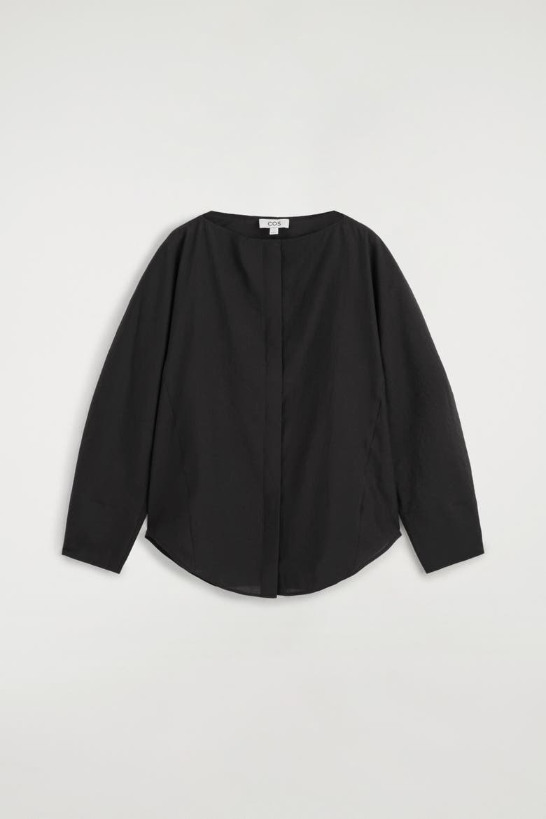 Sculpted Boat-neck Blouse, Alternate, color, BLACK