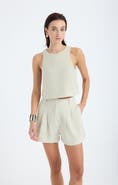 Monlicia Lena 100% Linen Sleeveless Crop Top