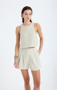 Monlicia Lena 100% Linen Sleeveless Crop Top