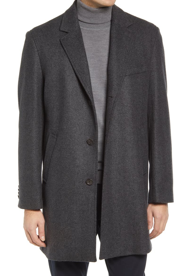 Men's Delman Wool & Cashmere Coat with Removable Bib, Alternate, color, CHARCOAL