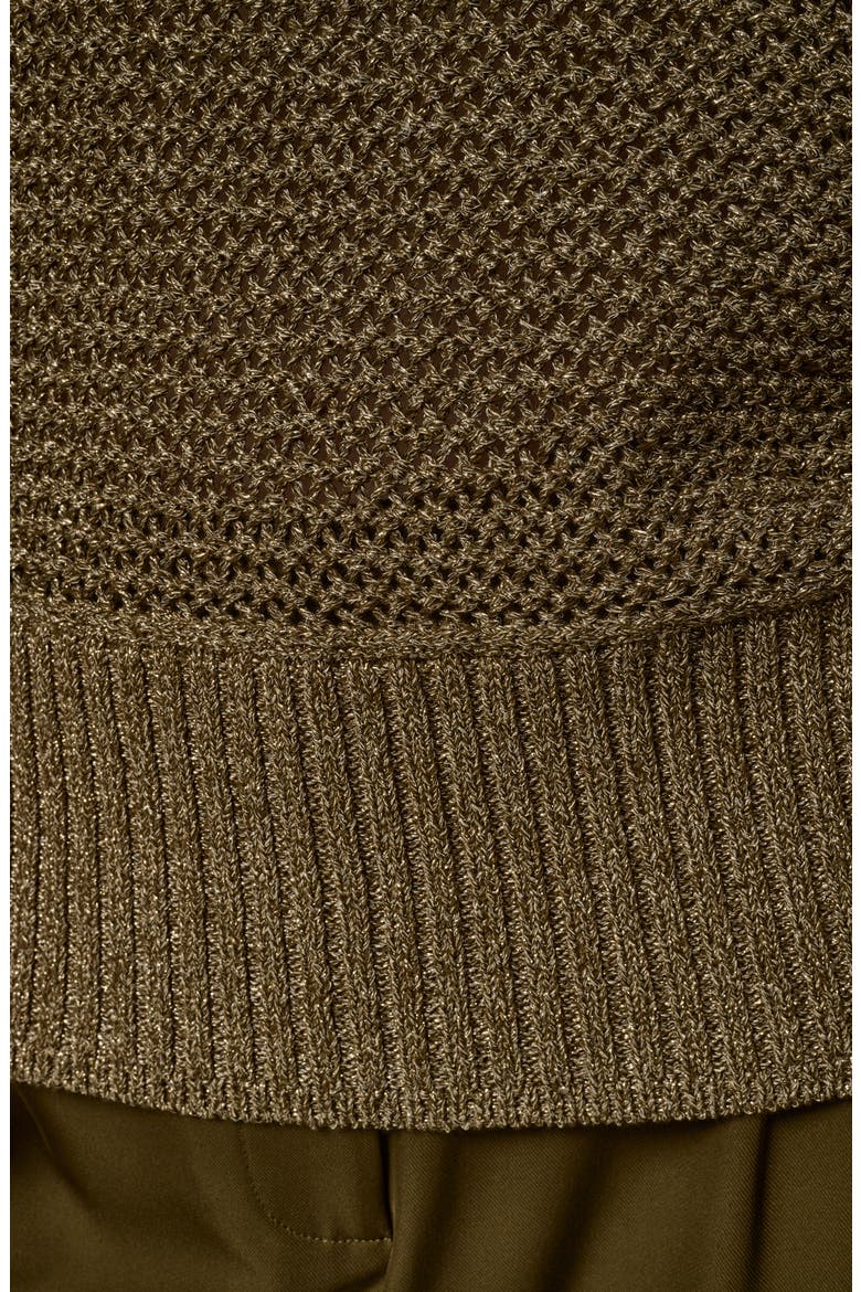 Metallic Short Sleeve Sweater, Alternate, color, OLIVE BRIN