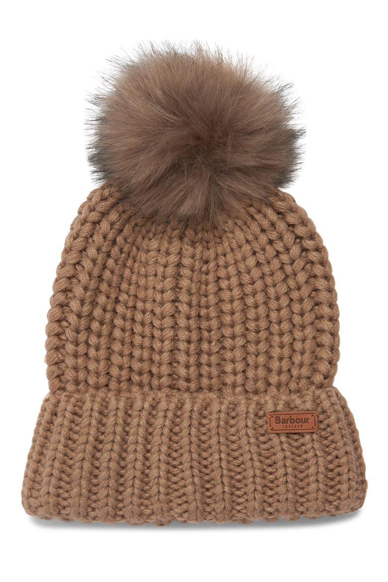 Saltburn Faux Fur Pom Beanie, Main, color, MINK