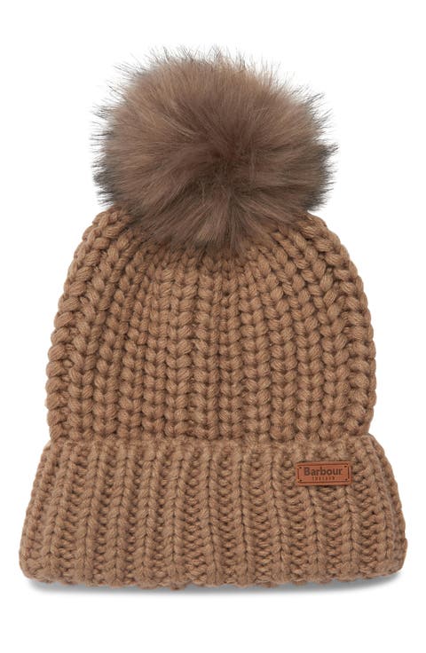 Saltburn Knit Beanie with Faux Fur Pom