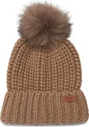 Barbour Saltburn Knit Beanie with Faux Fur Pom