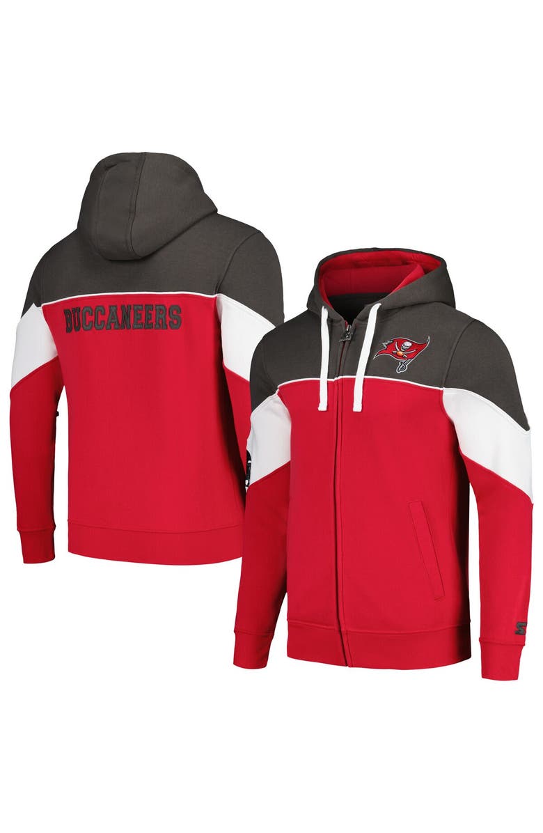 STARTER Men's Starter Red/Pewter Tampa Bay Buccaneers Running Back Full-Zip Hoodie, Alternate, color, Red