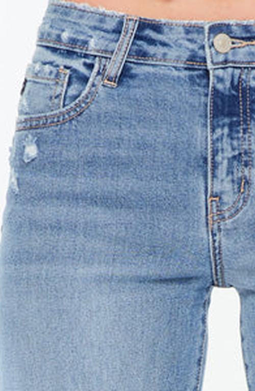 Kancan Gwen Essentials High Rise Wide Flare Jeans In Blue