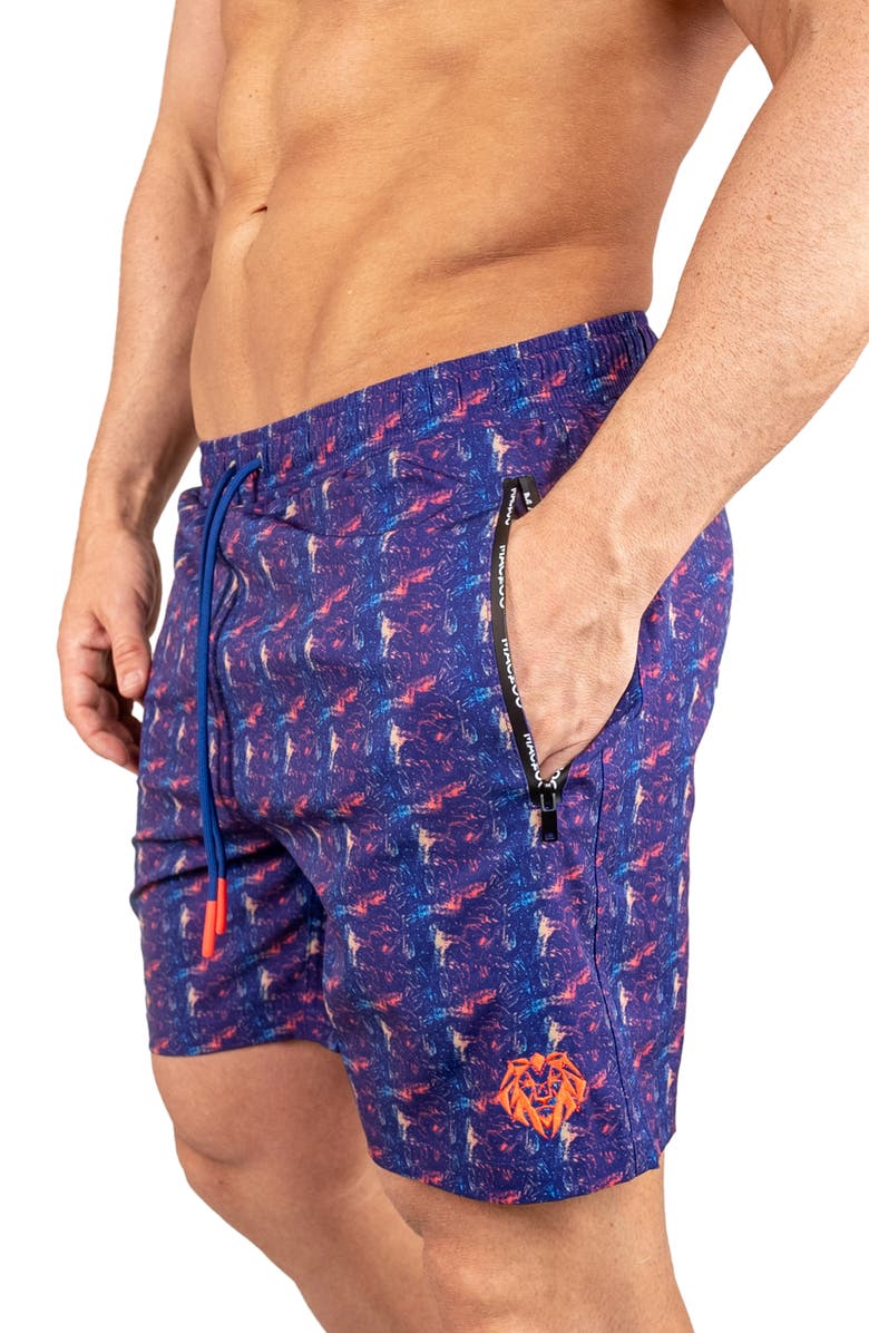 Maceoo Swim Lion Retro Swim Trunks, Alternate, color, Blue