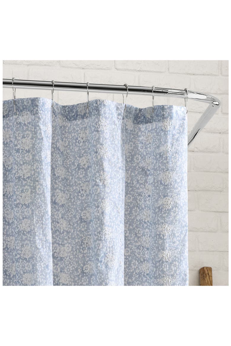 Ikat Eyelet Shower Curtain, Alternate, color, BLUE