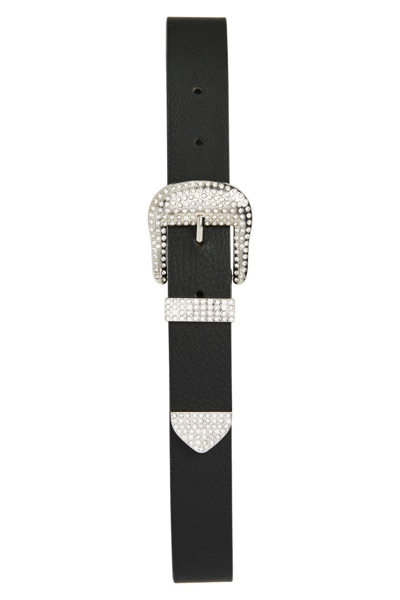 Kids' Faux Leather Western Belt, Main, color, BLACK