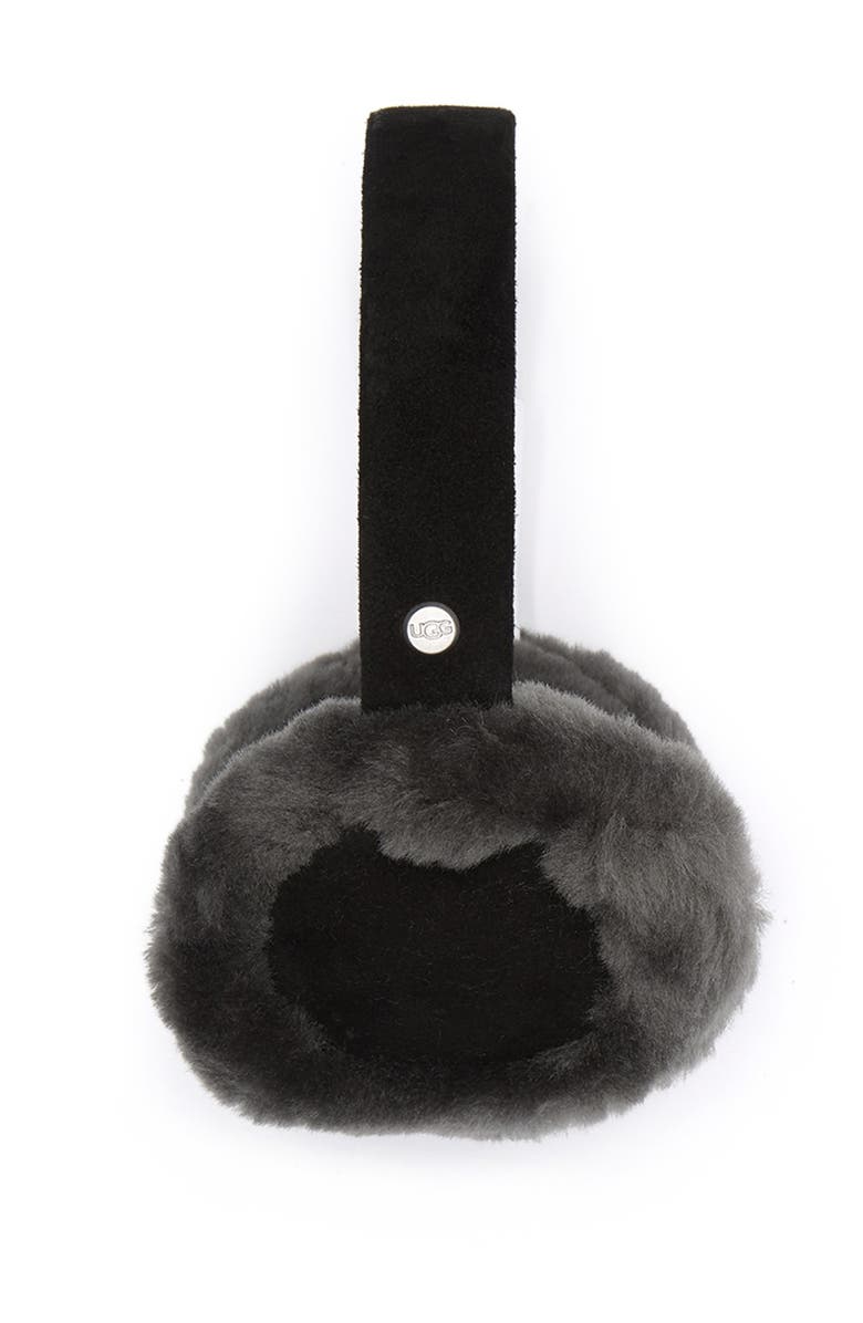 UGG<sup>®</sup> Genuine Dyed Shearling Classic Earmuffs, Alternate, color, Charcoal