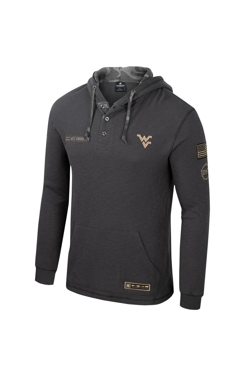 COLOSSEUM Men's Colosseum Charcoal West Virginia Mountaineers OHT Military Appreciation Henley Pullover Hoodie, Alternate, color, 