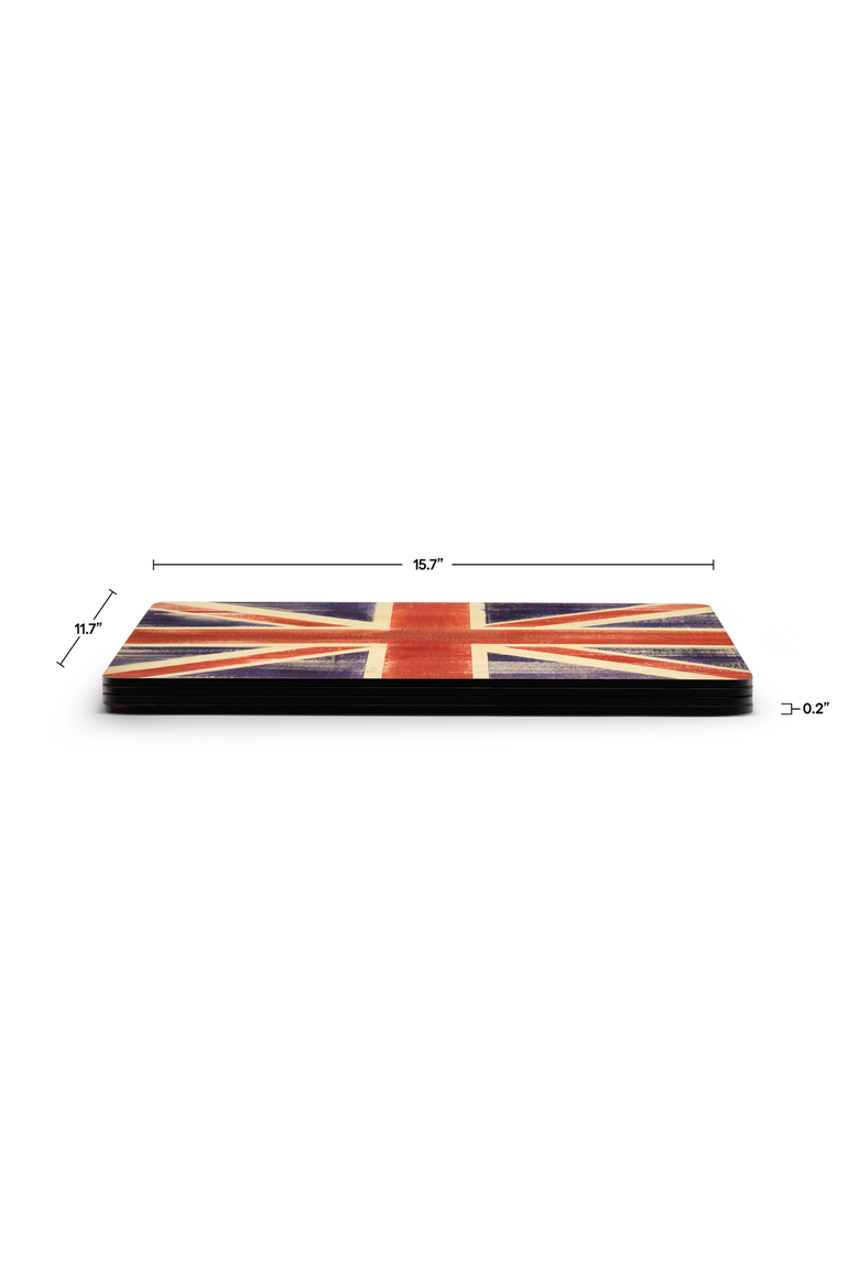 Union Jack Flag Set of 4 Cork Back Placemats, Alternate, color, Multi