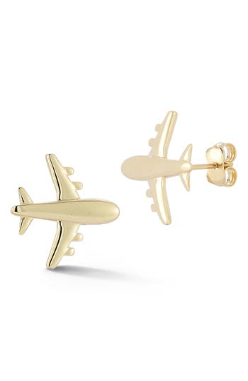 Ember Fine Jewelry 14k Gold Plane Stud Earrings