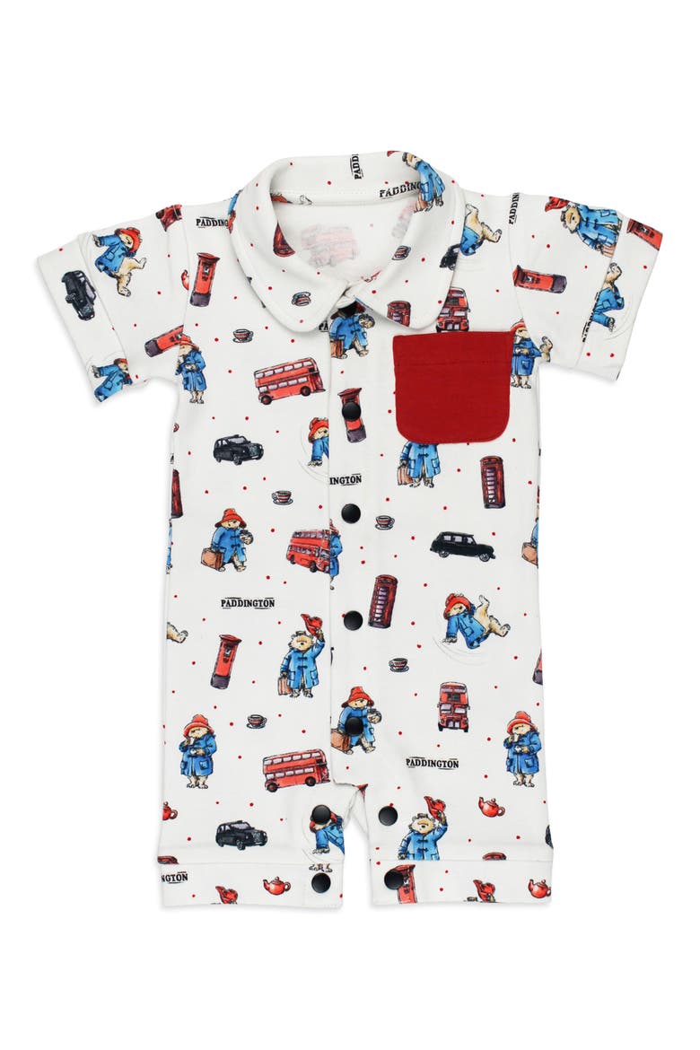x Paddington Bear™ Sleeveless Organic Cotton Pocket Romper, Main, color, LONDON PADDINGTON