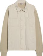 Herno Mixed Media Cotton & Suede Effect Sweater Jacket